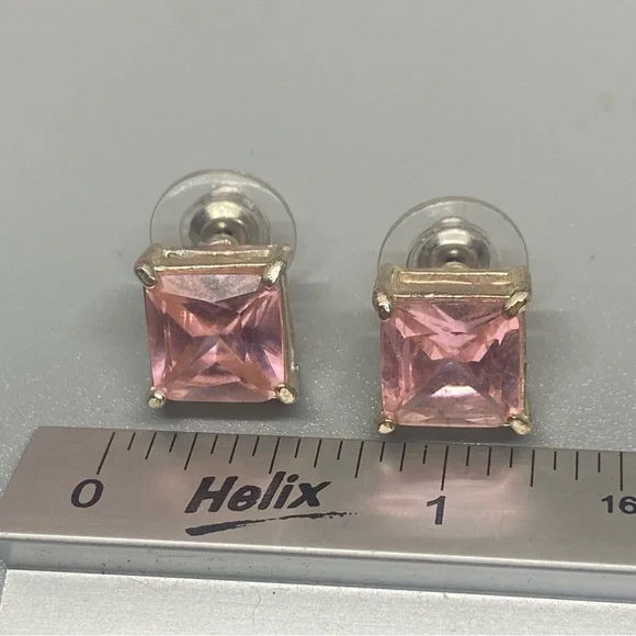 LAST CHANCE 🔥 Pink & Silver Tone Costume Pierced Earrings #6505 - Picture 3 of 4